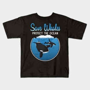 Save The Whales Protect The Ocean Orca er Whales Kids T-Shirt